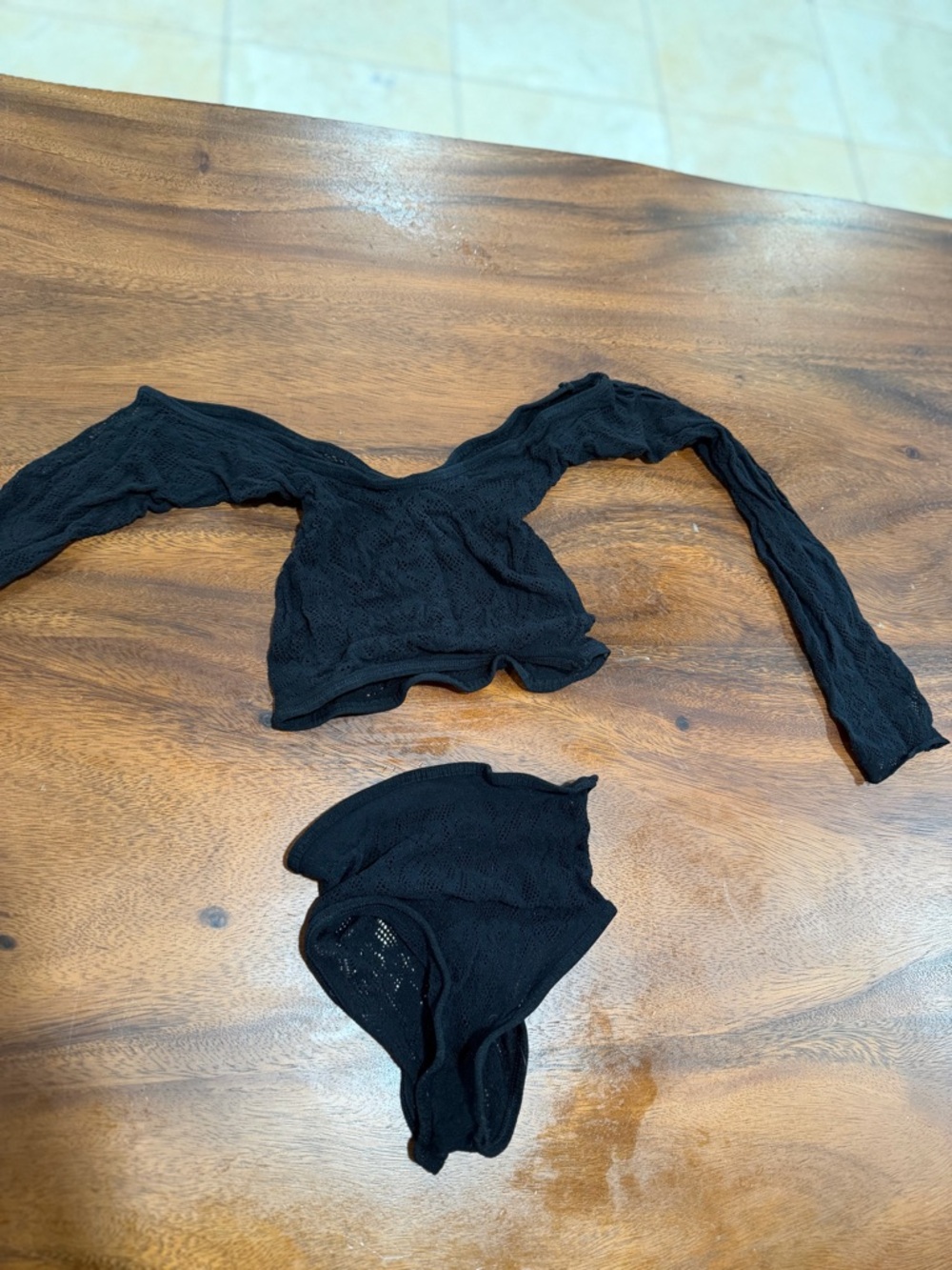 Fishnets Two-Piece Crop Top long sleeve and High-Waist Bottom Set